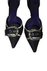 Prada black d’orsay heels with silver buckle (39.5)