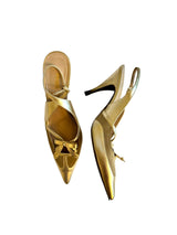 Fendi gold leather slingback heels (38.5)