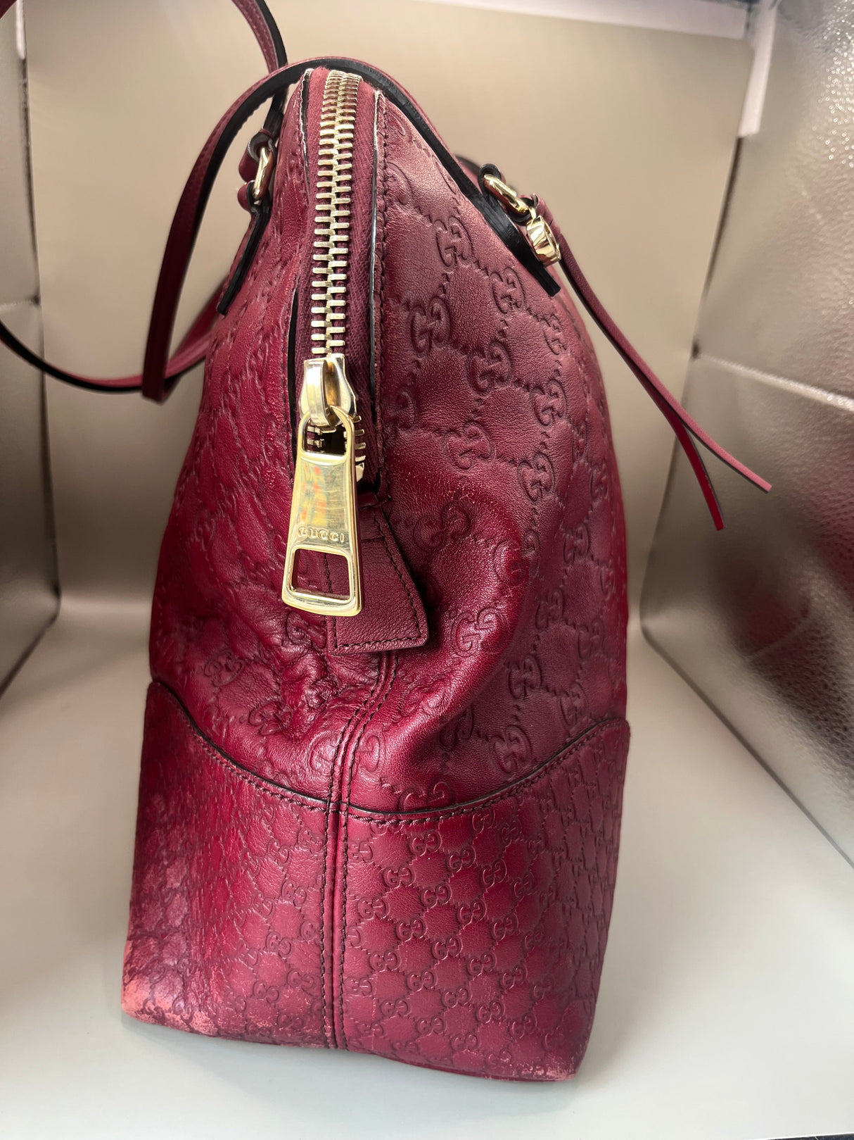 Vintage Y2K Red Gucci Bree Guccissima Tote Bag