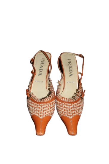 Rare Orange Woven Prada Mule