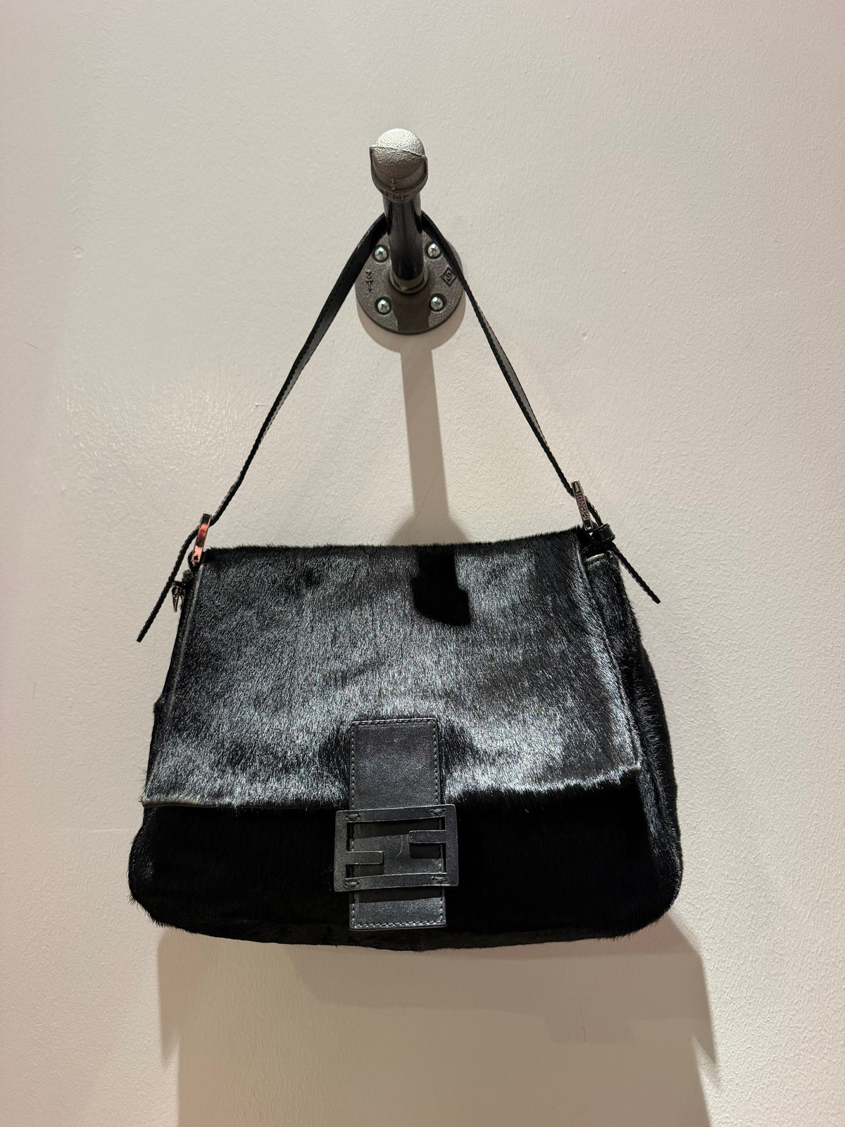 “As Is” Fendi Ponyhair Black Mama Baguette TUV #26135