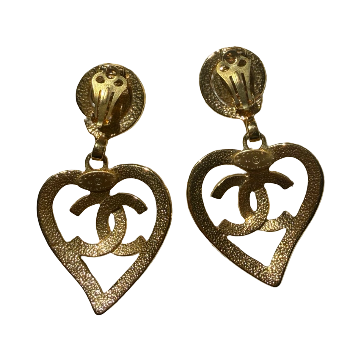 Chanel Vintage Barbie Heart Oversized Earrings