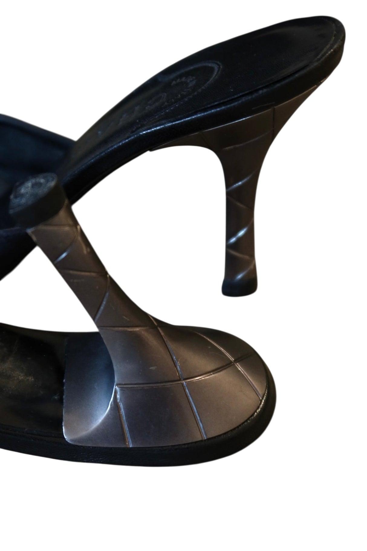 Chanel black canvas and leather mules (39.5)