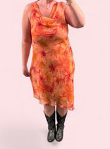 Orange bias cut dress - sku TUV #2444