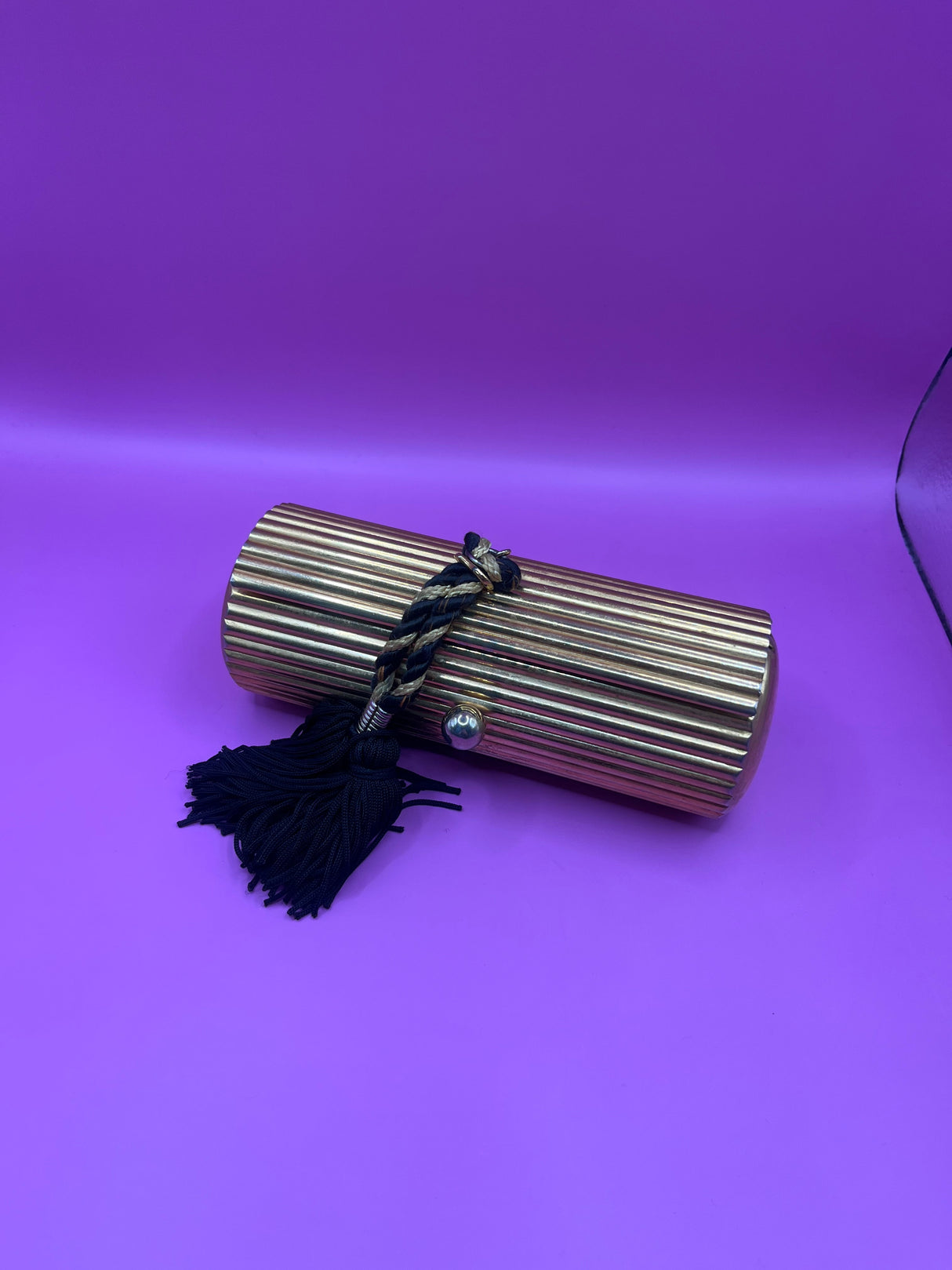 Rare Vintage Lancome Cylinder Evening Bag with Tassel Detail