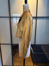 Donna Karan Gold Leather Sz 8 Cropped Bomber Biker Jacket Vintage