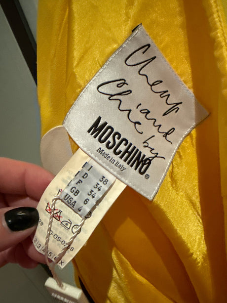 Moschino Cheap & Chic Yellow & Black Polka Dot Skirt The Nanny