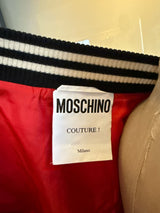Moschino Size 6 Red & Black Wool Knit Cropped Bomber Jacket