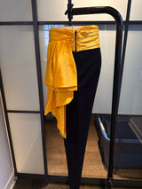 Moschino Black & Yellow Satin Bow Pants