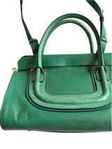 Chloé green Everston leather snakeskin trimmed bag
