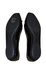 Yves Saint Laurent black patent leather ballerina flats with gold bows (36.5)