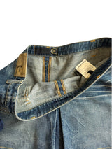 Just Cavalli blue washed denim tassel pleated mini skirt (44)