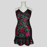 Floral pleat hem lace trim slip