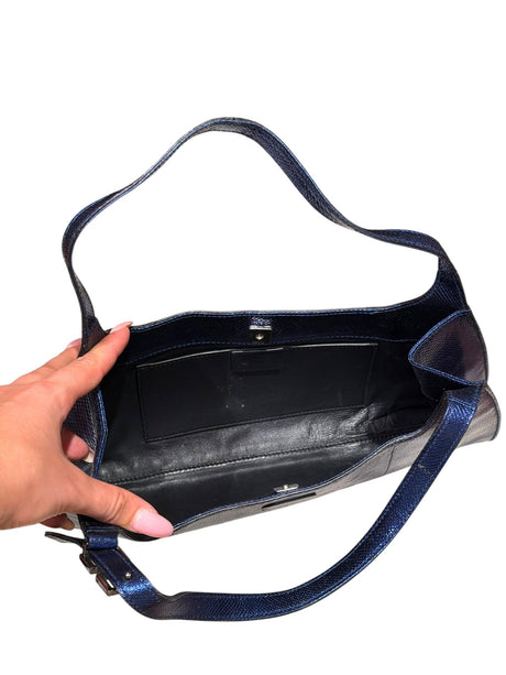 Gucci metallic blue snakeskin bag