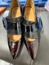 John Fluevog 6 Black & Blue Burgundy Loafers