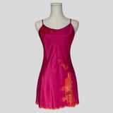 Fairy lace trim slip dress in hot pink and orange