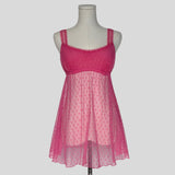 Sheer mesh polka dot babydoll in pink