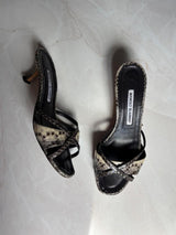 Manolo Blahnik EU 38 Grey Snakeskin Crisscross Strap Sandal