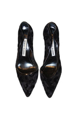 Manolo Blahnik black leopard mesh heels (38)