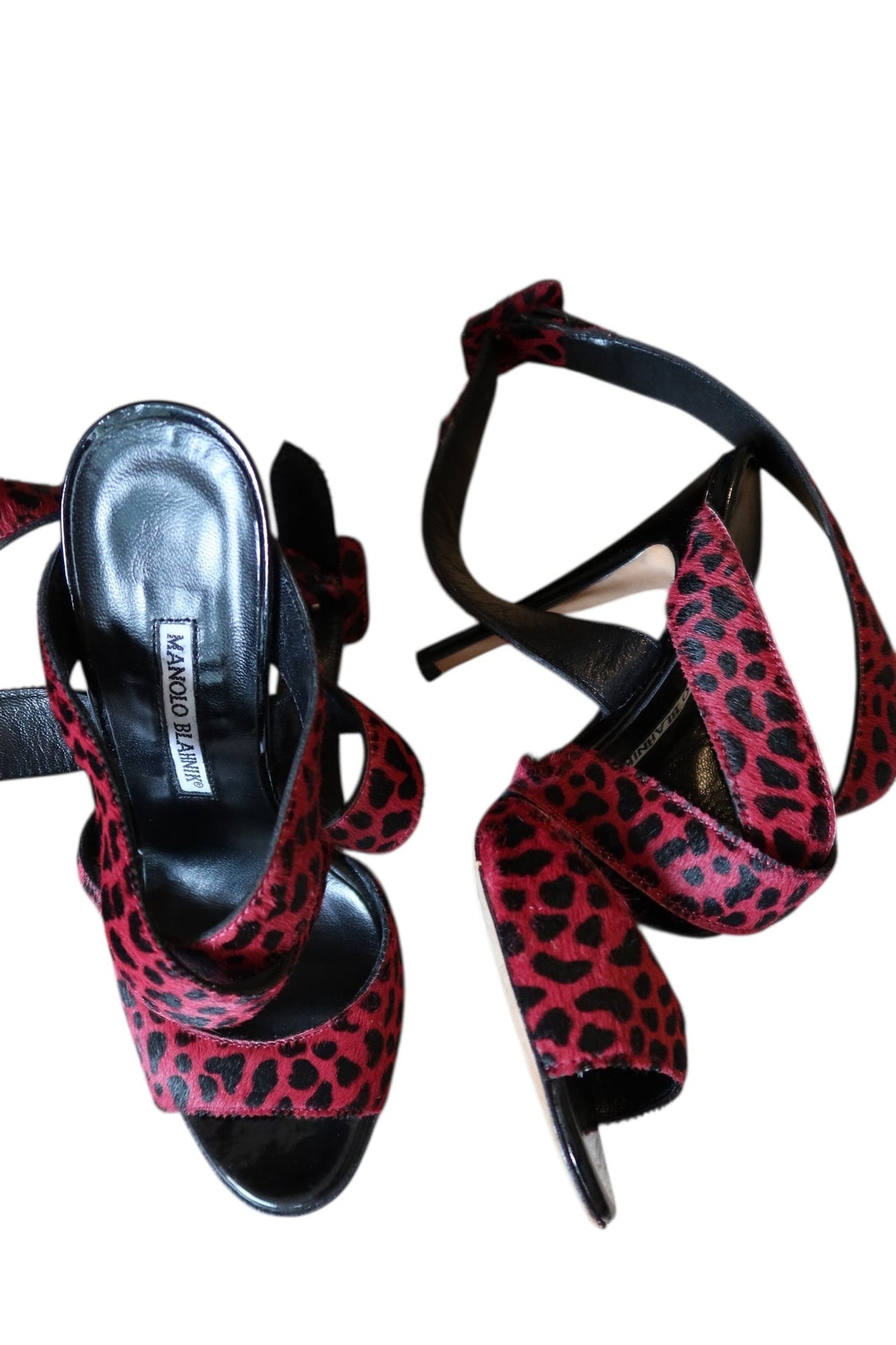 Manolo Blahnik dark pink cheetah ponyhair heels (36.5)