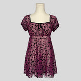 Velvet burnout short sleeve babydoll in purple