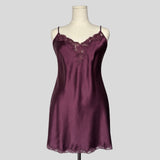Sweetheart sheer lace back slip dress in wine