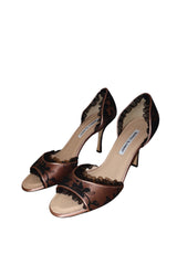 Manolo Blahnik pink and black lace heels (42)