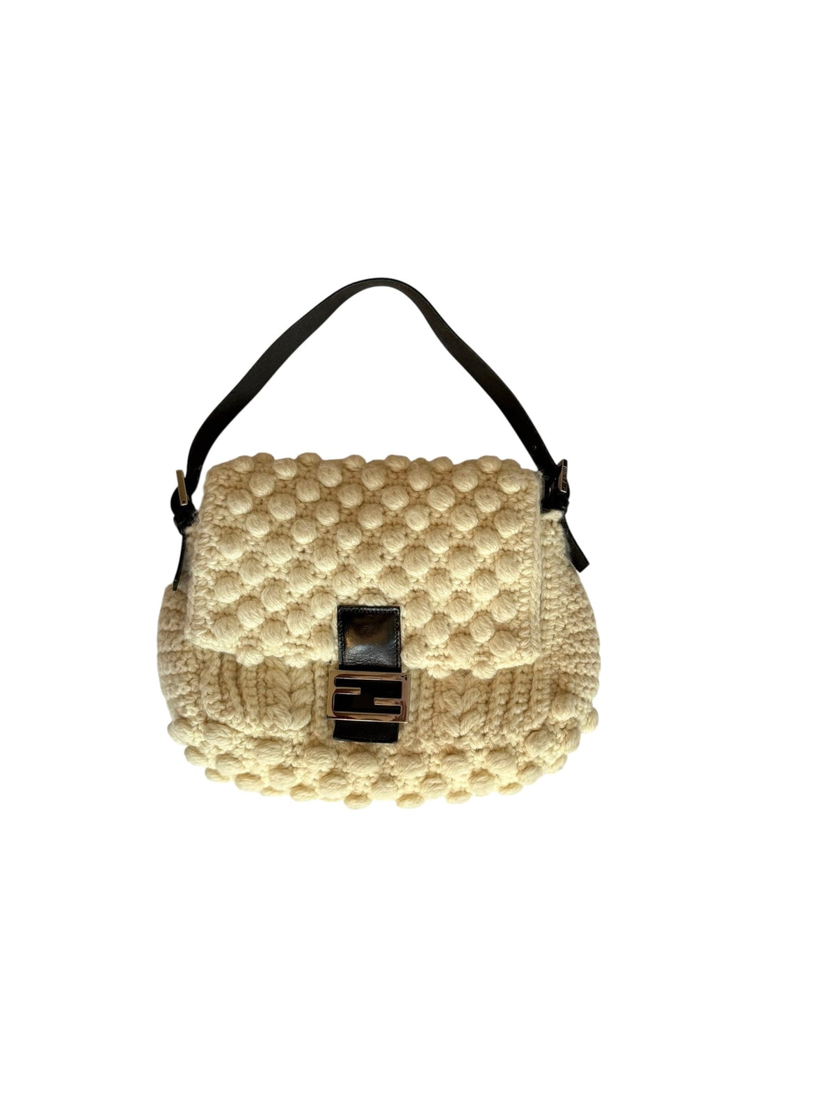 Fendi mama white crochet wool bag