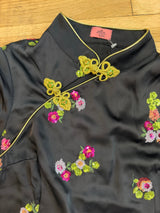 Black tang style top with floral details tuv #125678