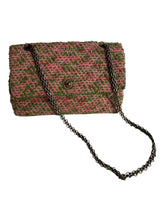 Rare Chanel flap bag quilted in pink and green tweed, reissue chain
