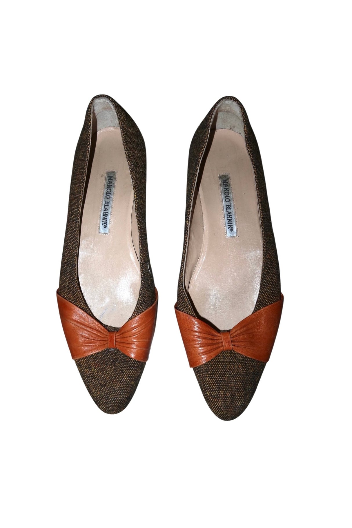 Manolo Blahnik brown flats with orange leather details (39)