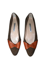 Manolo Blahnik brown flats with orange leather details (39)