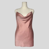 Draped silk slip in pink