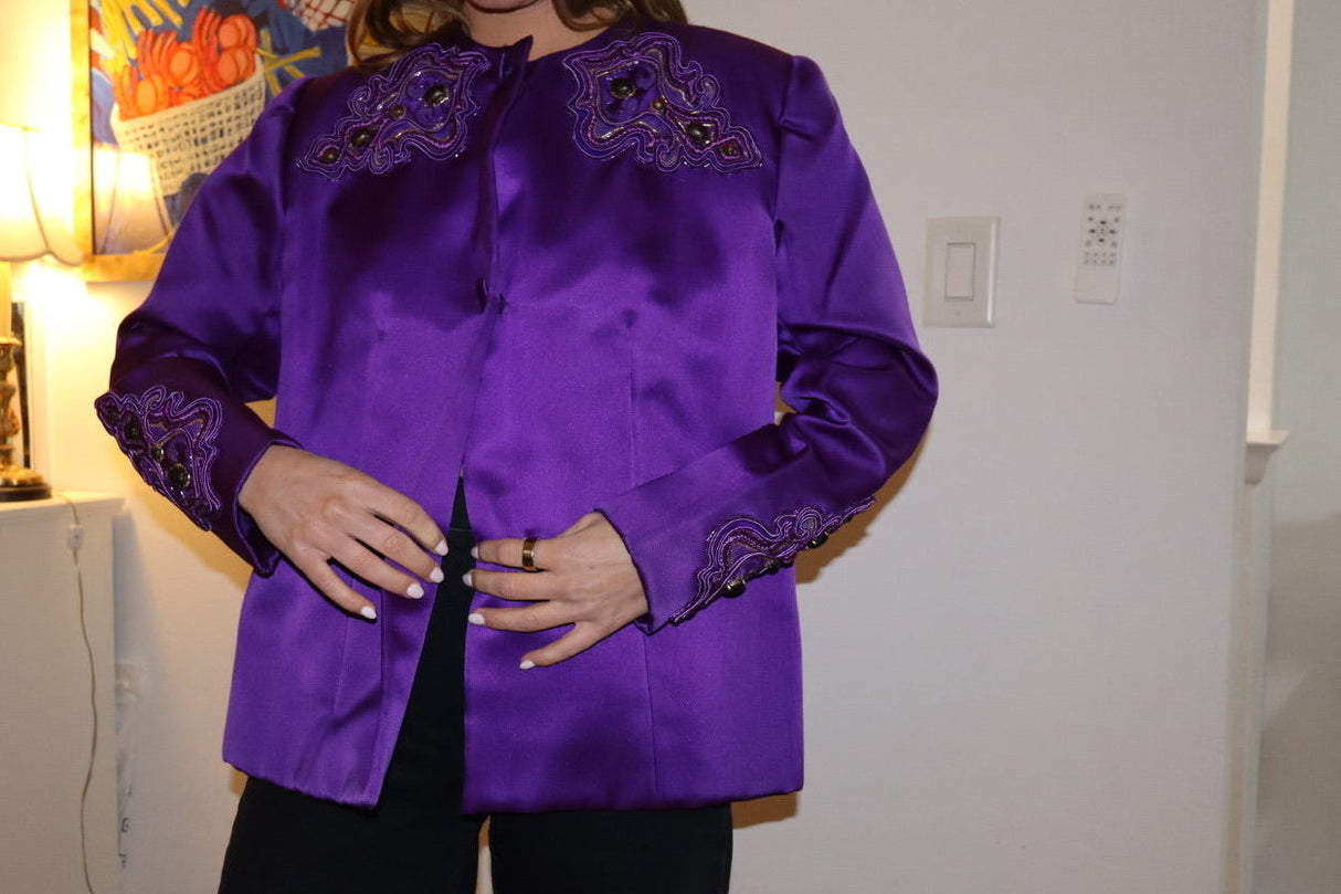Vintage Purple Givenchy Embellished Blazer with Stunning Embroidery- size M
