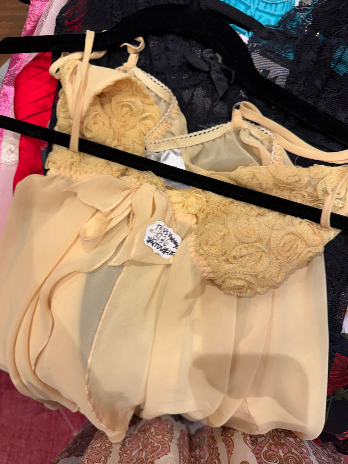 Yellow rose front tie closure tank top - SKU tuv #135