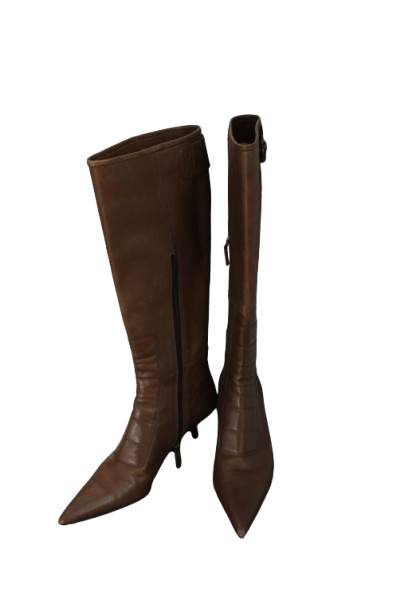 Brown Knee High Gucci Boots