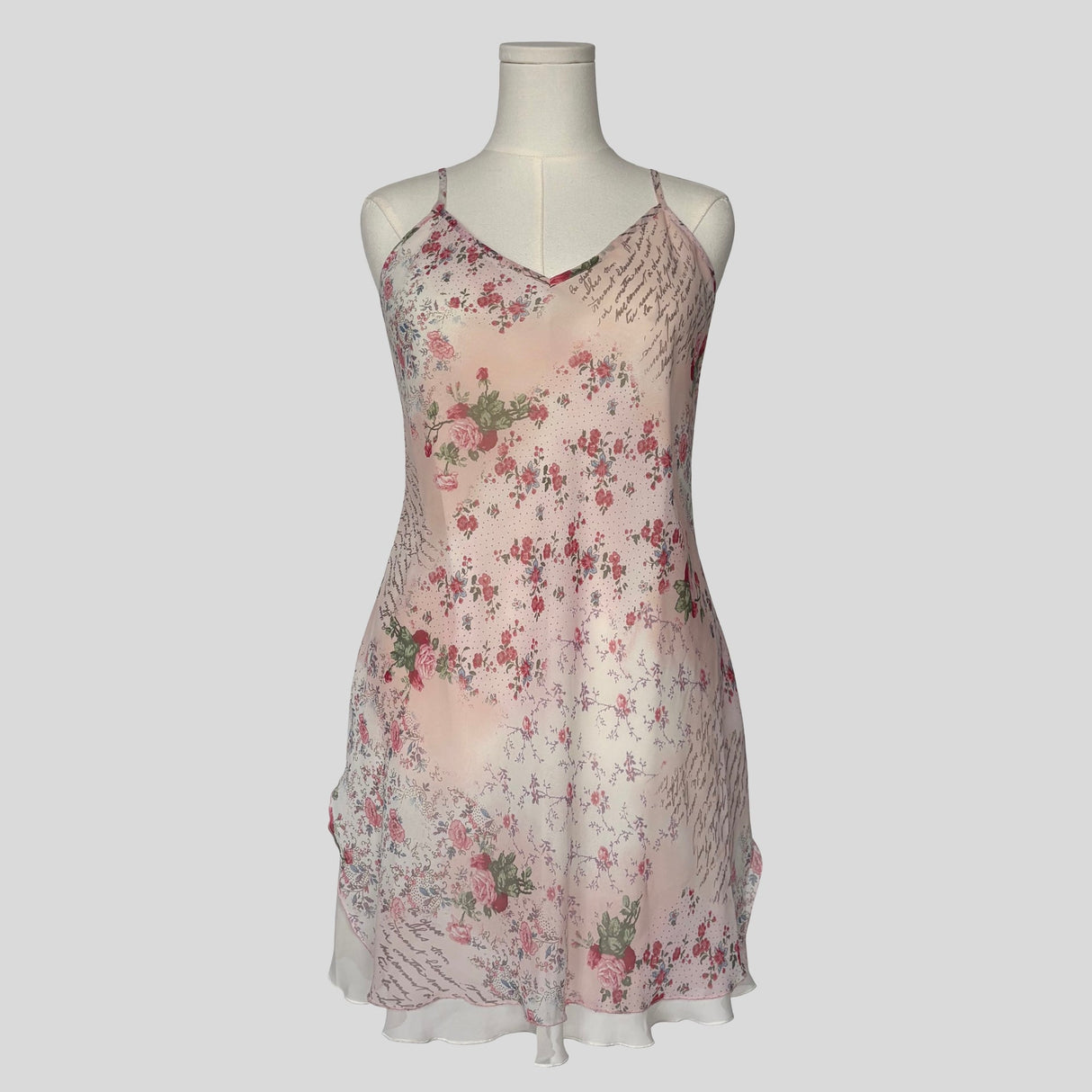 Love letters printed sheer slip dress