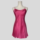 Silk slip dress in hot pink