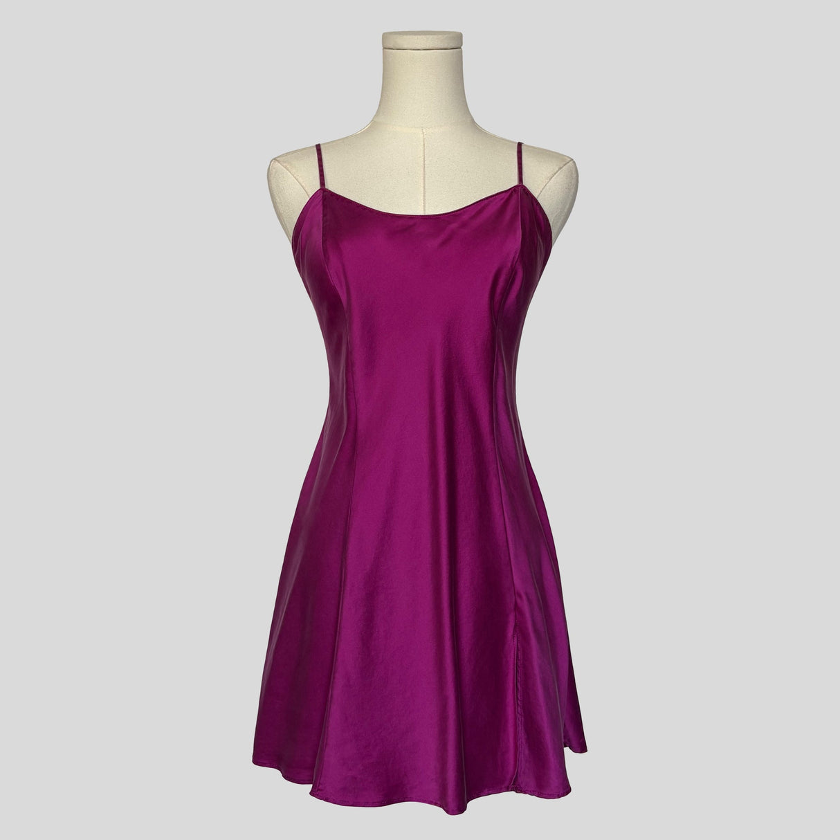 Silk slip dress in magenta