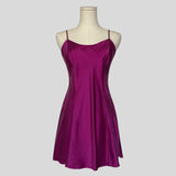Silk slip dress in magenta