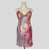 Backless silk slip in sheer floral