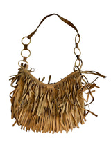 Yves Saint Laurent beige suede La Boheme Fringe hobo bag