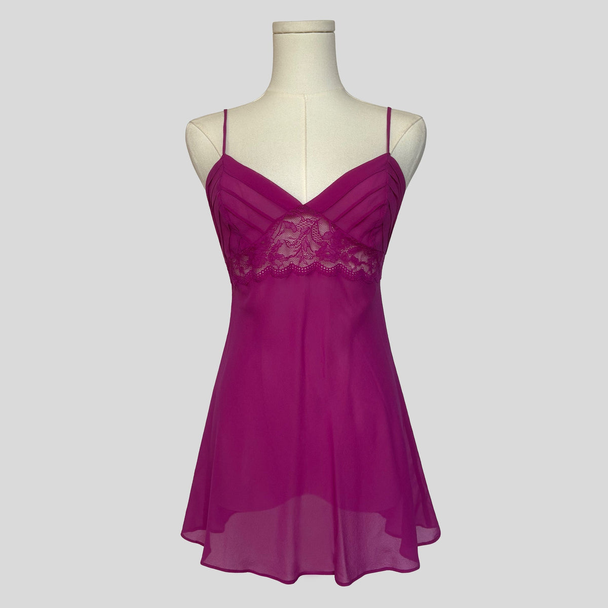 Sheer lace trim chemise in pink