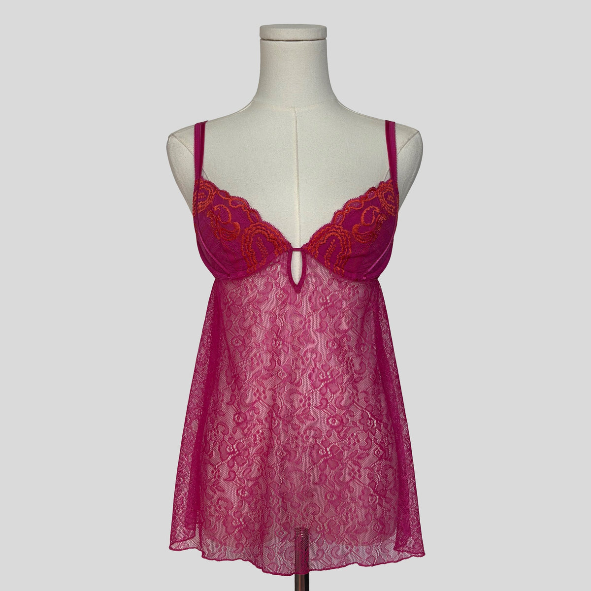 Lace underwire chemise in hot pink