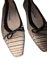 Manolo Blahnik tan and brown ponyhair checkered flats (40)