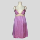 Sweetheart silky lace trim slip in purple