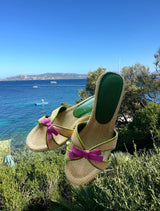 Raffia Prada pink bow heels TUV #256