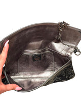 Gucci limited edition black beaded silver belt buckle clutch