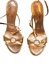Giuseppe Zanotti rose gold heels with crystal embellished ring (6.5)