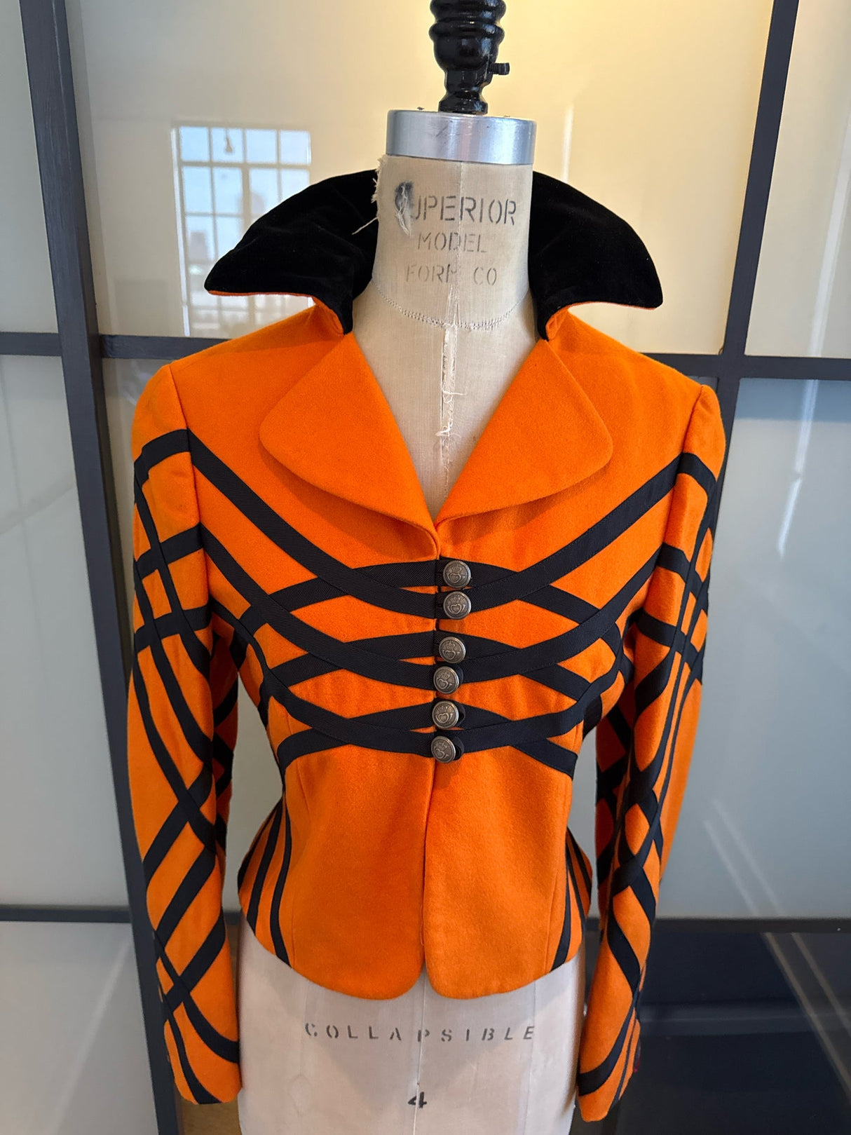 Moschino Cheap & Chic Size 8 Orange & Black Wool Jacket